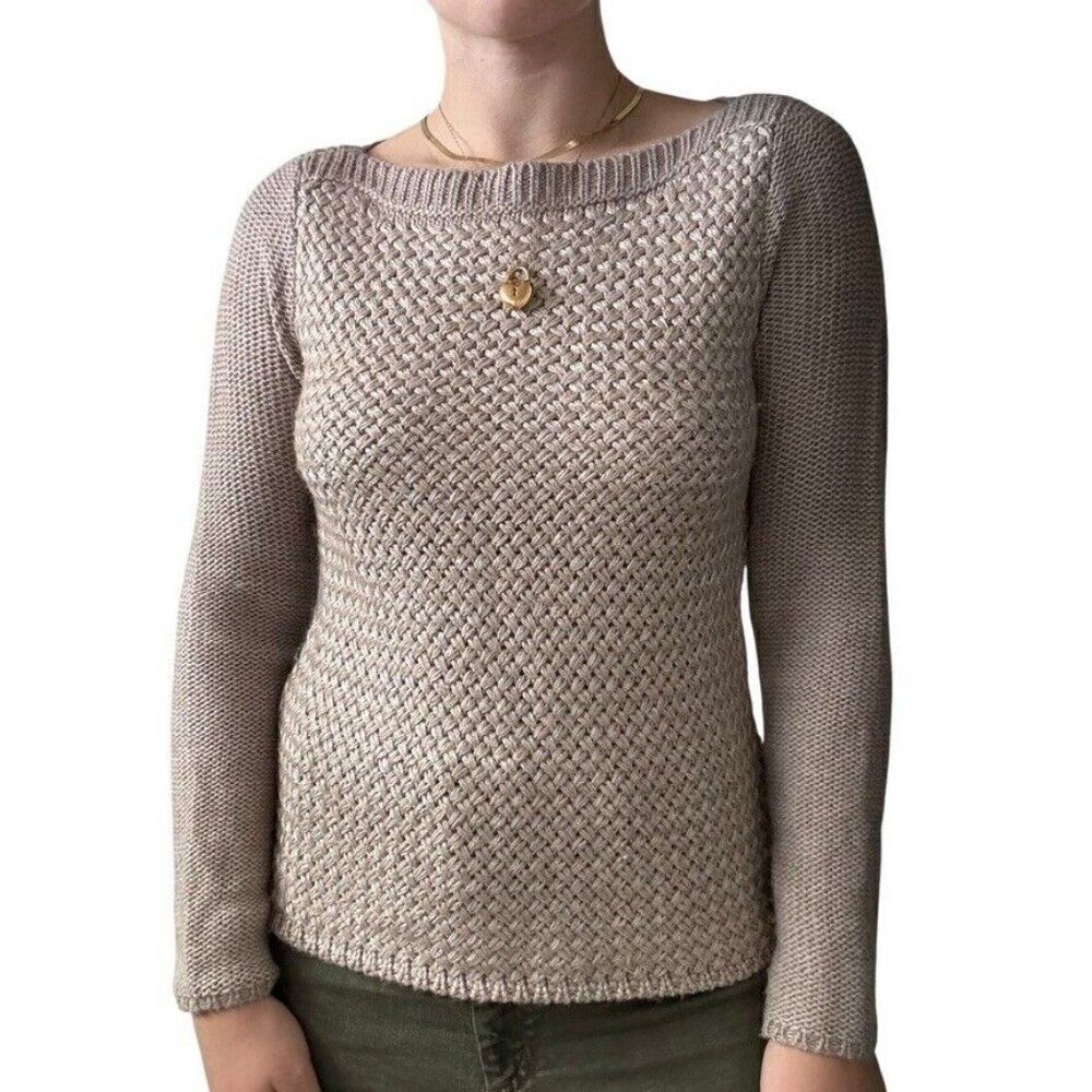 Banana republic Heritage Womens Italian Yarn Tan Wool Blend Chunky Sweater Sz S